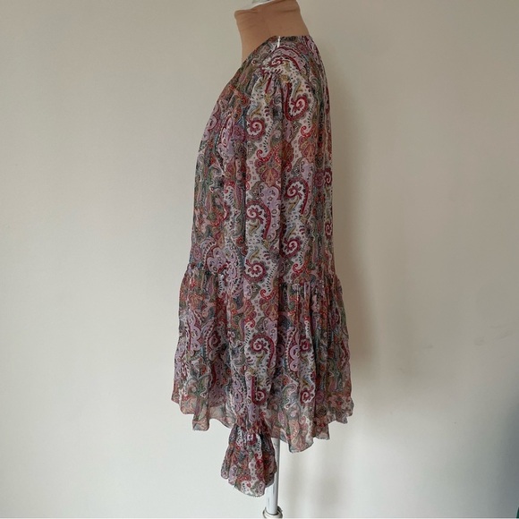 Zimmermann Ninety-Six Asymmetric Silk Multicolor Paisley Print Blouse EUC Size 0 - Picture 8 of 12